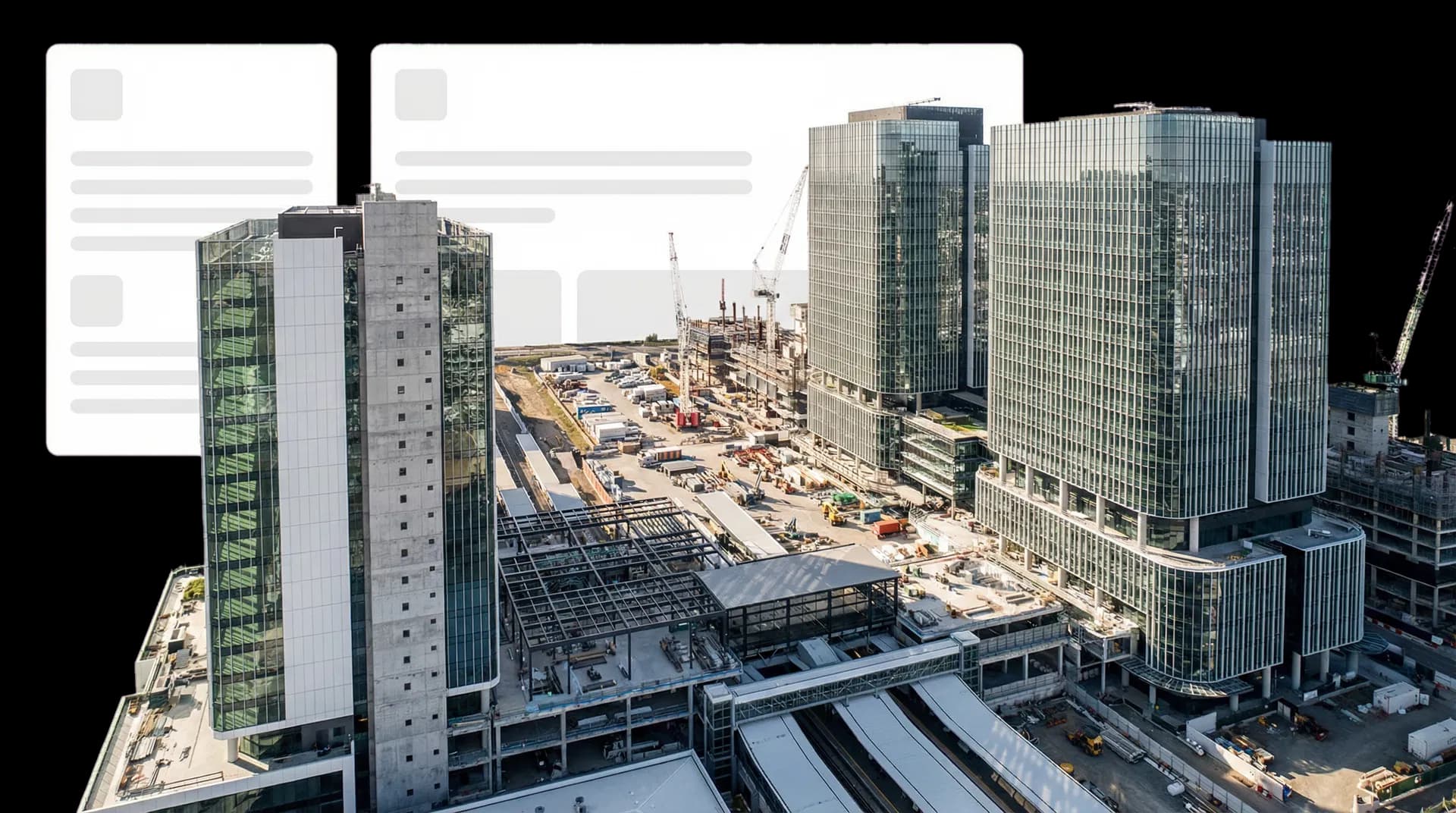 Modern commercial infrastructure development visualising the type of projects assessed by Nulla AI